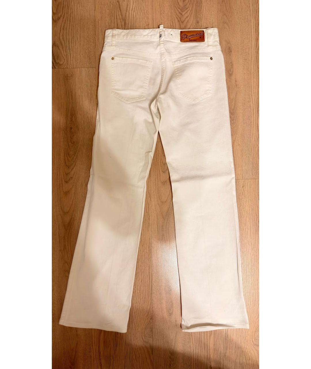 DSQUARED2 Белые хлопковые прямые джинсы, фото 2