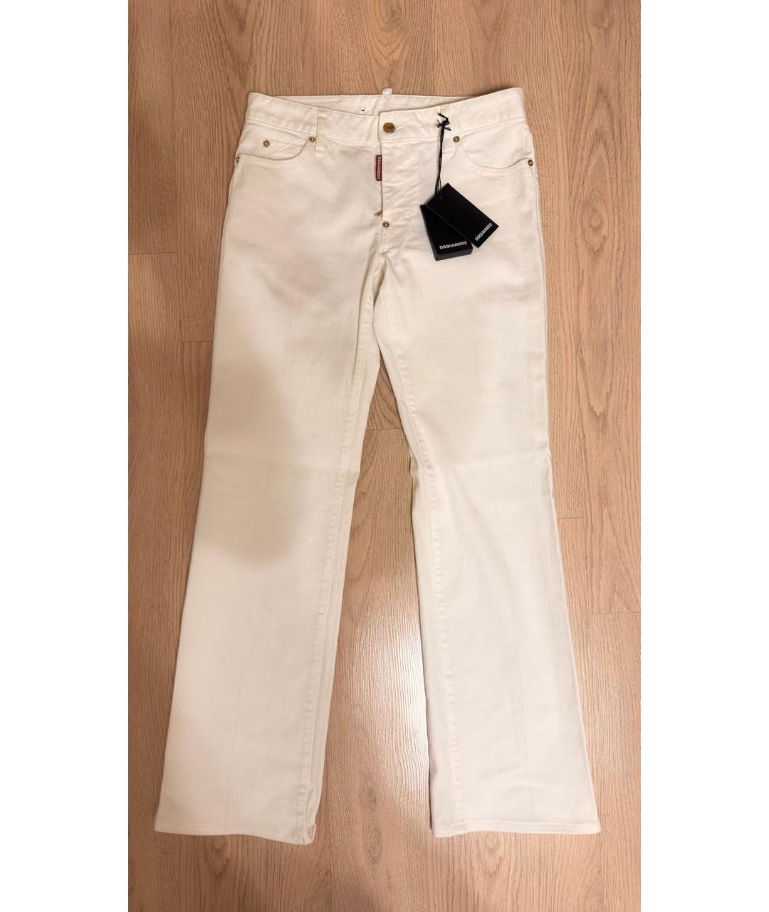 DSQUARED2 Белые хлопковые прямые джинсы, фото 5