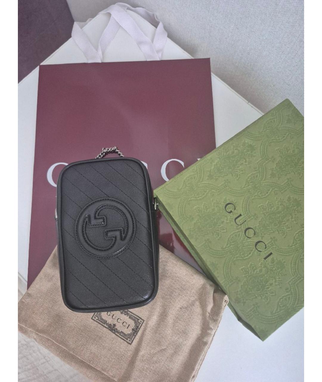 GUCCI Черная кожаная сумка через плечо, фото 3