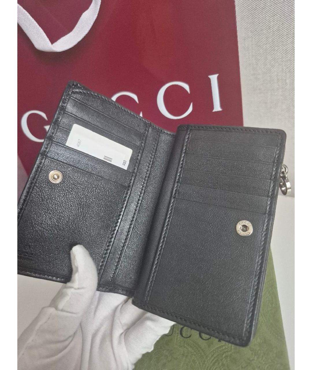 GUCCI Черный кожаный кошелек, фото 4