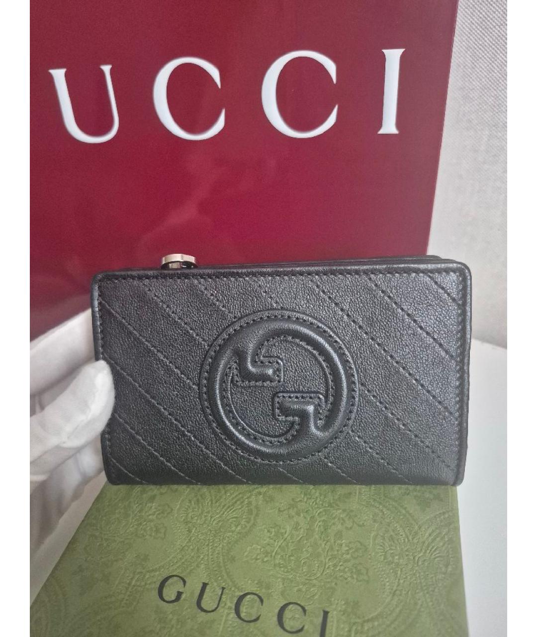 GUCCI Черный кожаный кошелек, фото 2