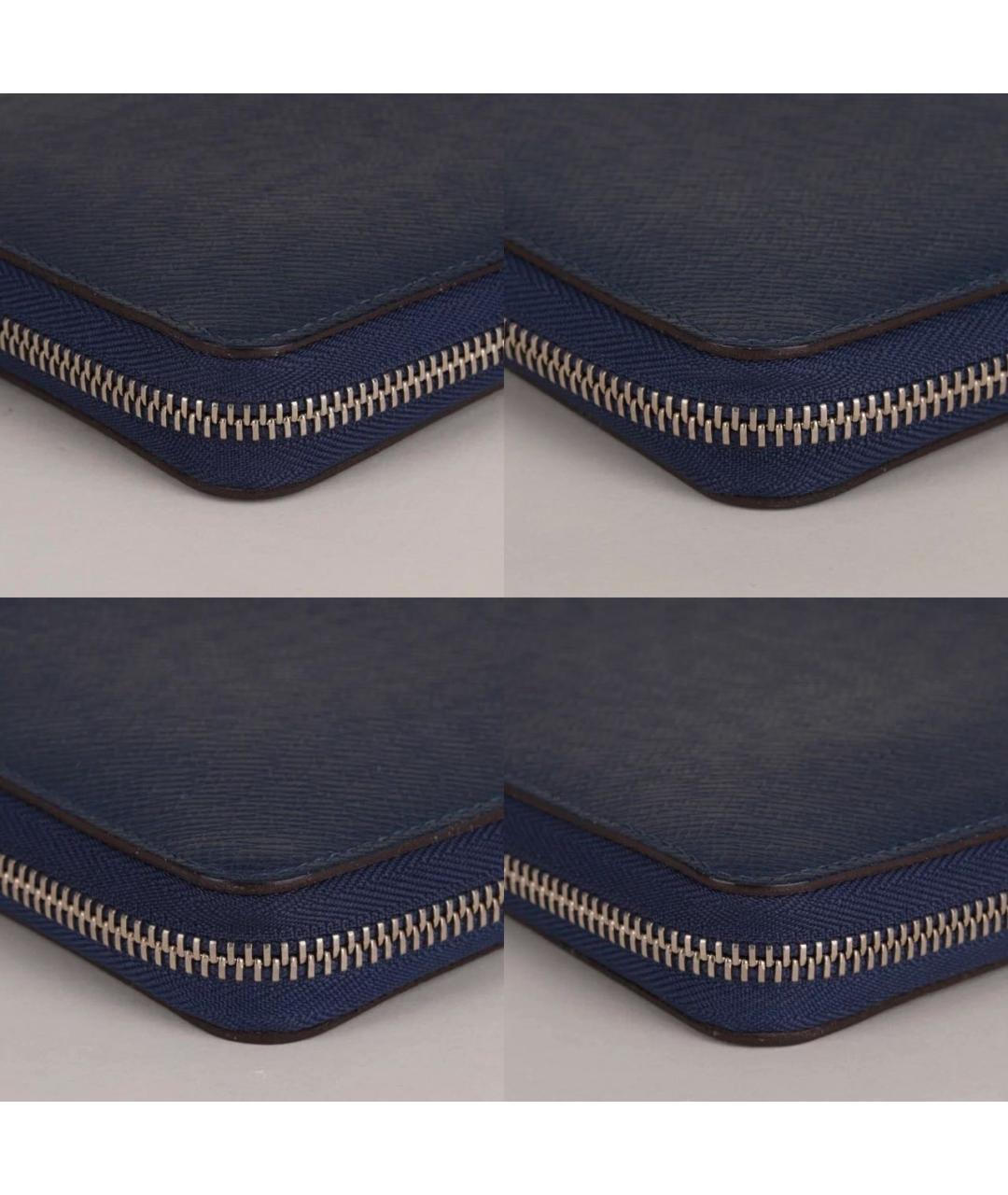 LOUIS VUITTON Темно-синий кожаный кошелек, фото 8