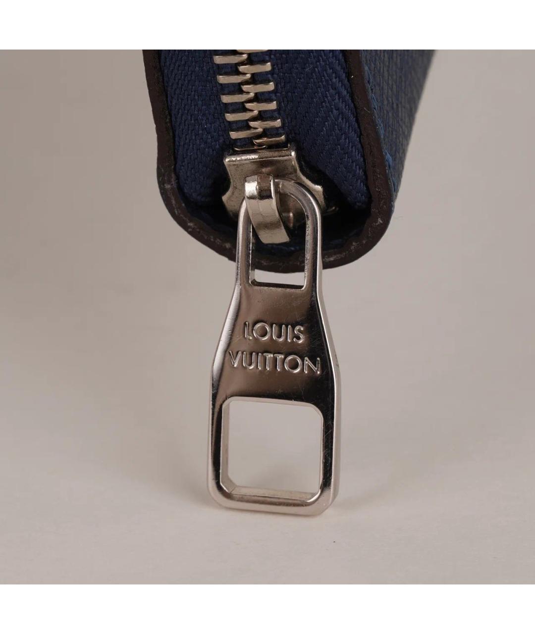 LOUIS VUITTON Темно-синий кожаный кошелек, фото 7