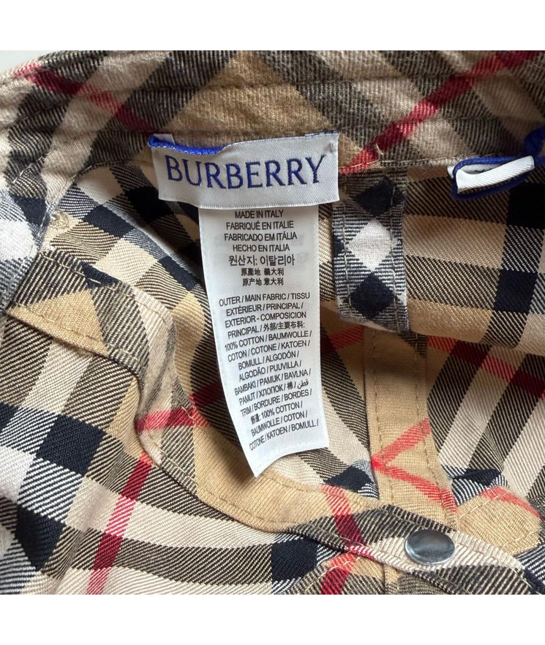 BURBERRY Бежевая хлопковая кепка/бейсболка, фото 6