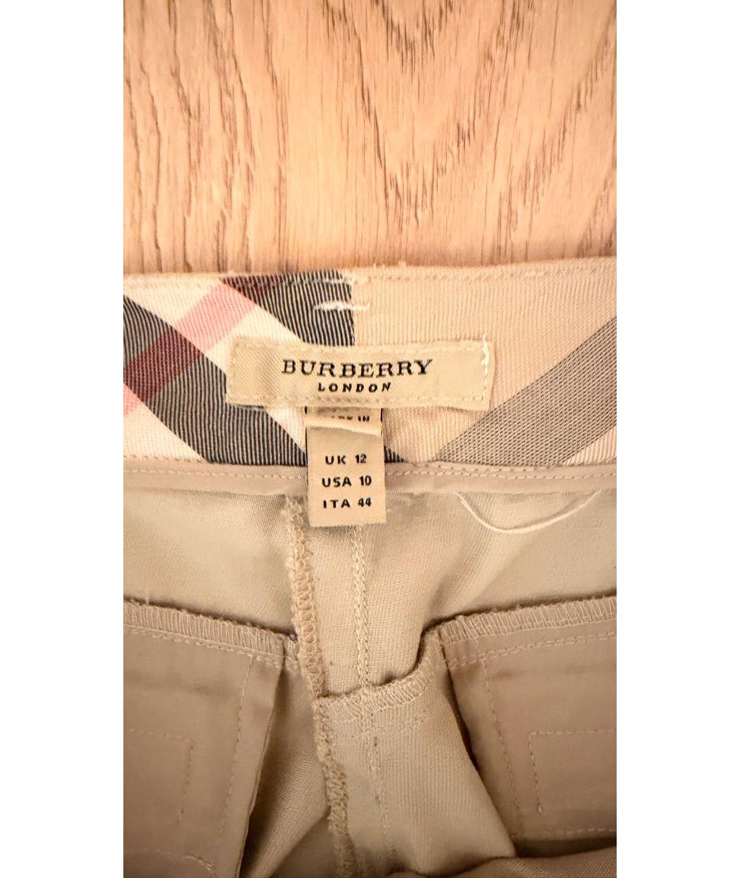 BURBERRY Бежевые хлопковые прямые брюки, фото 3