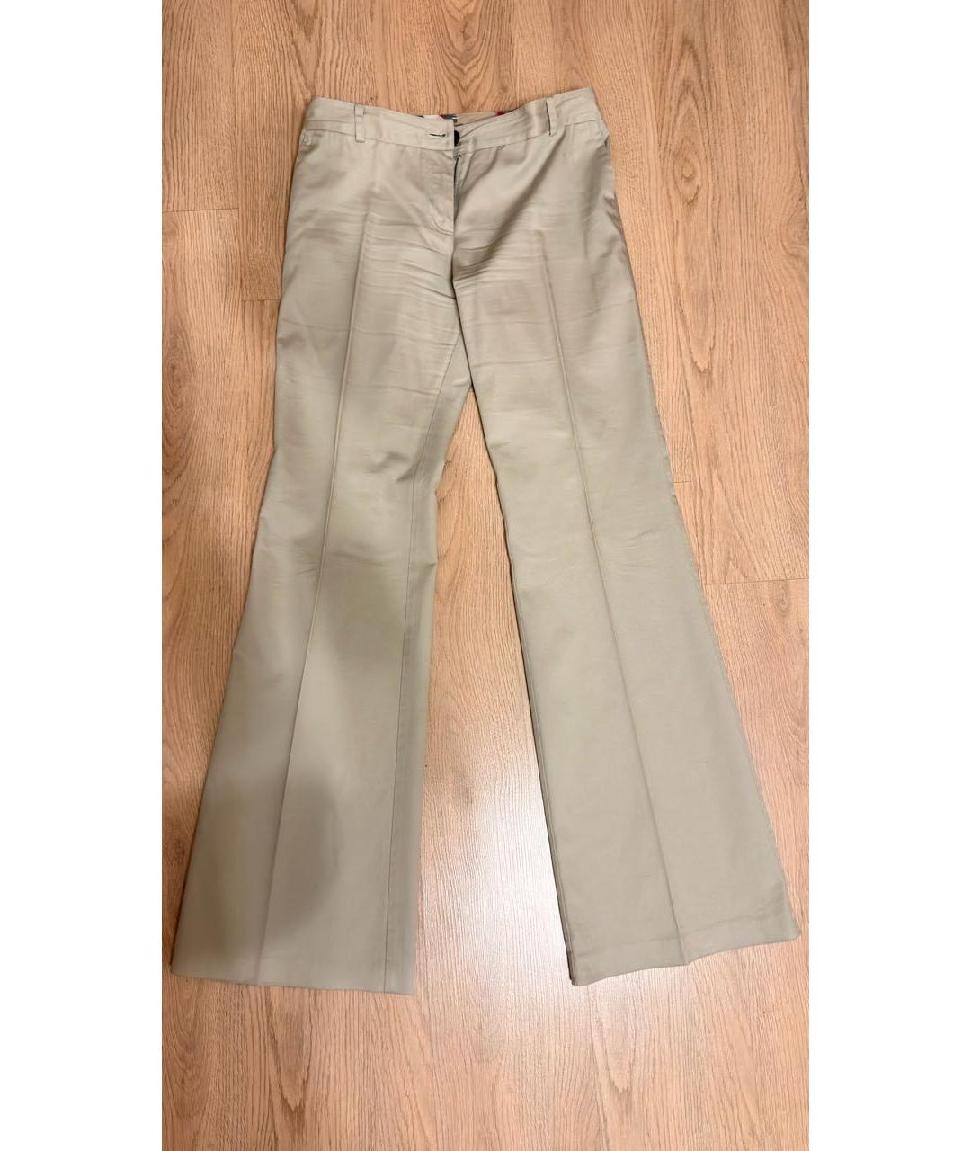 BURBERRY Бежевые хлопковые прямые брюки, фото 5