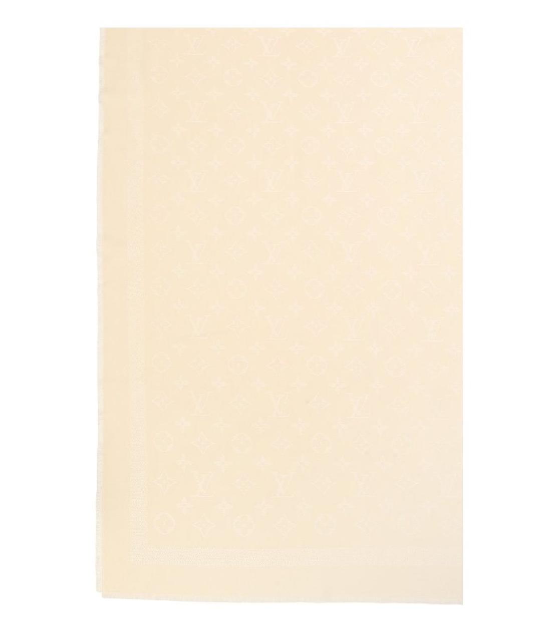 LOUIS VUITTON Бежевый шелковый платок, фото 3