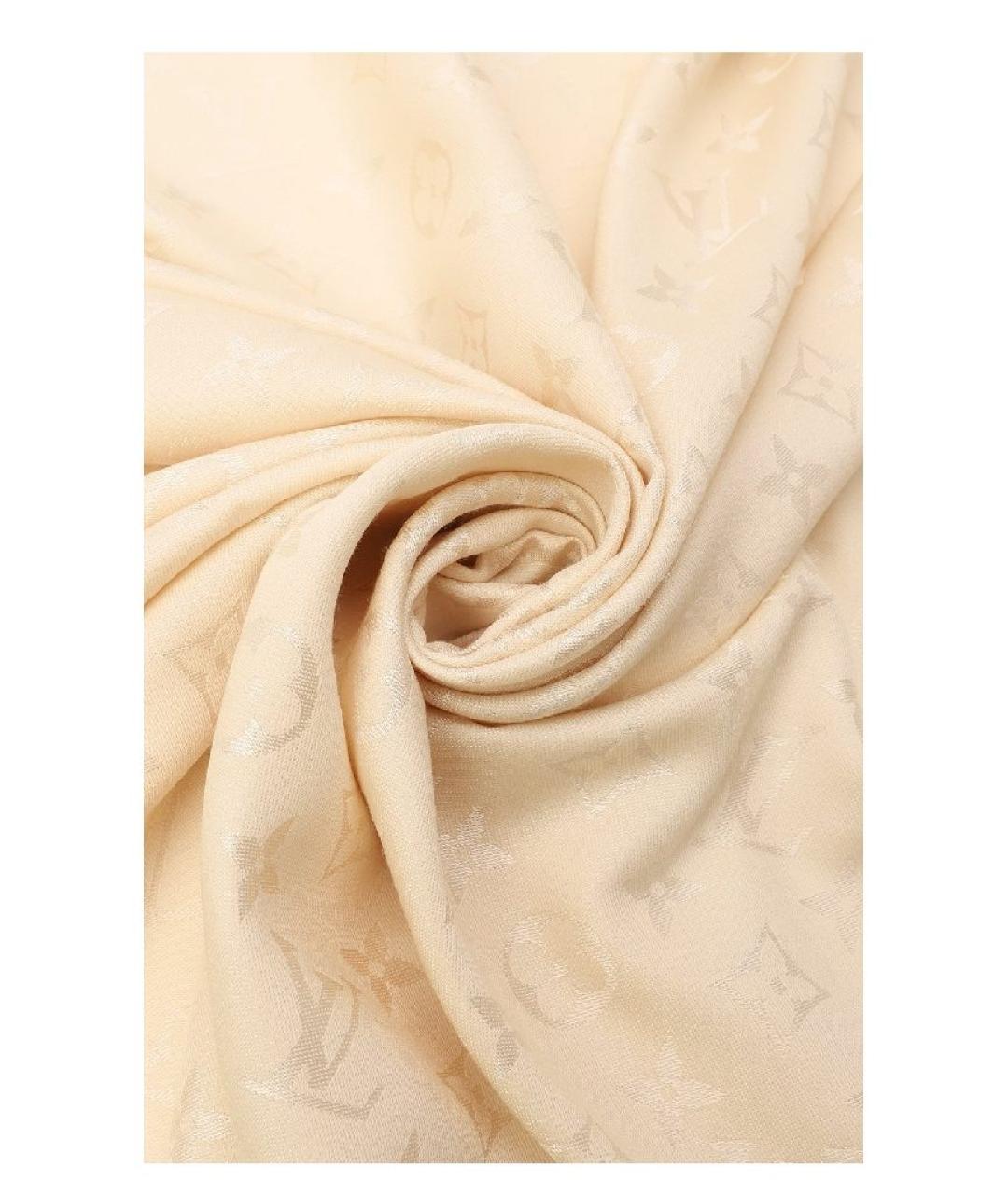 LOUIS VUITTON Бежевый шелковый платок, фото 2