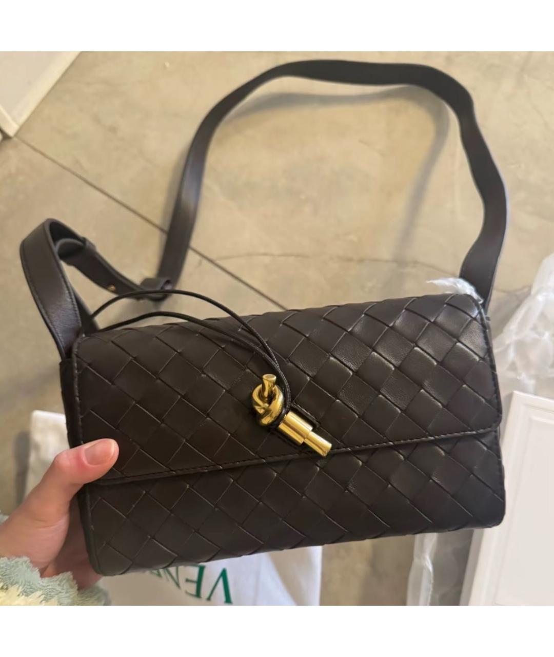 BOTTEGA VENETA Коричневая кожаная сумка через плечо, фото 6