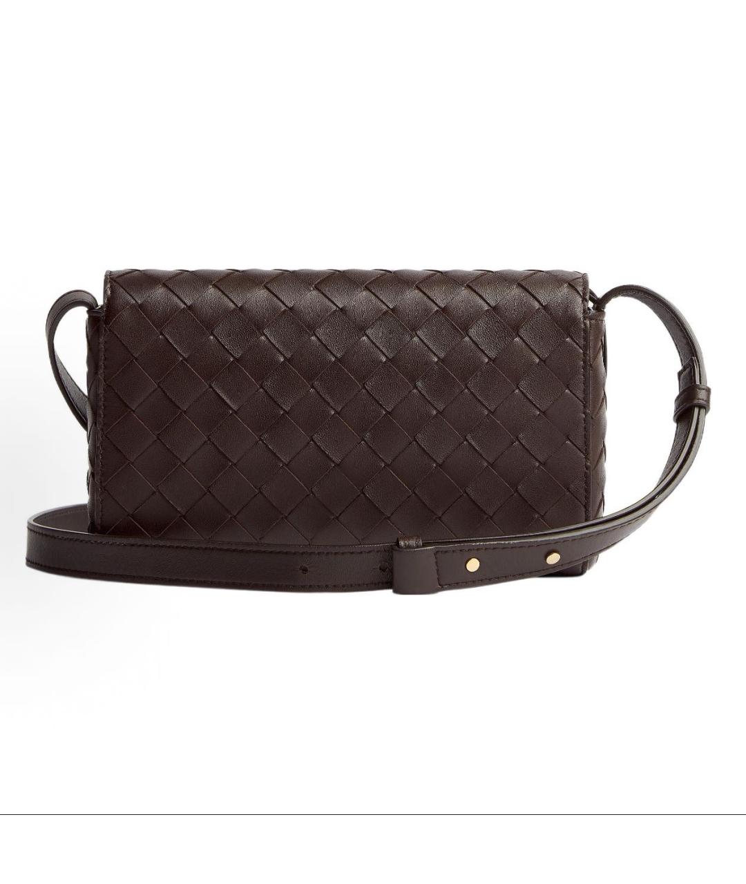 BOTTEGA VENETA Коричневая кожаная сумка через плечо, фото 4