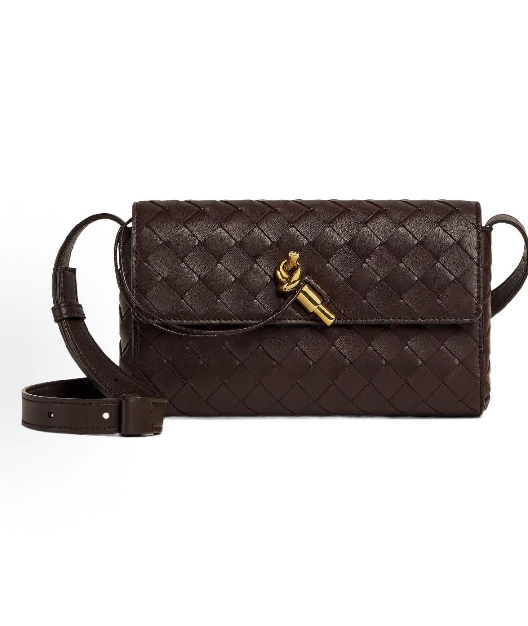 BOTTEGA VENETA Коричневая кожаная сумка через плечо, фото 9