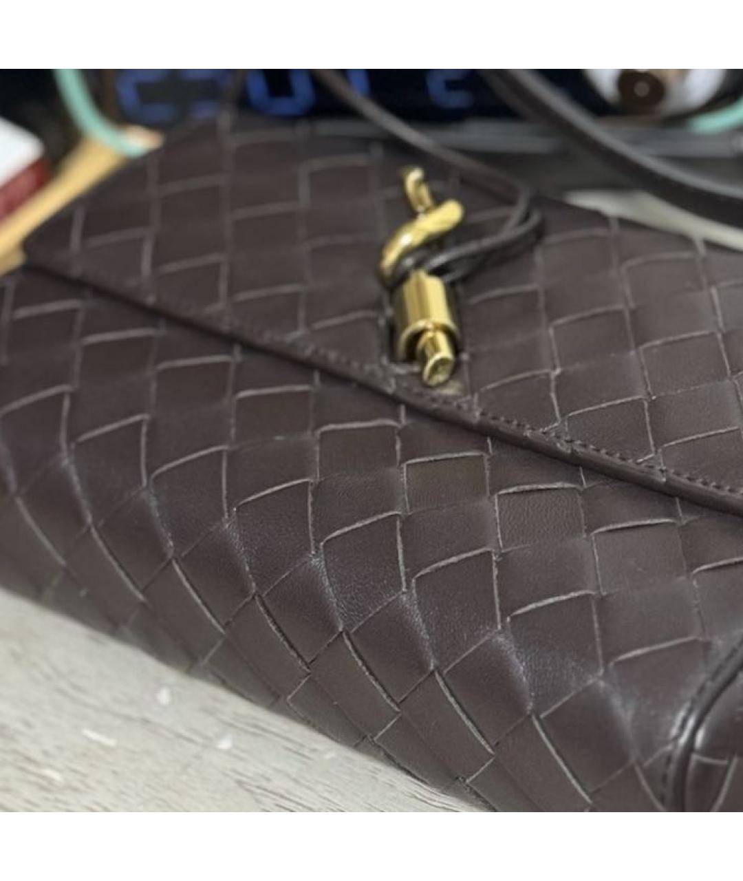 BOTTEGA VENETA Коричневая кожаная сумка через плечо, фото 8