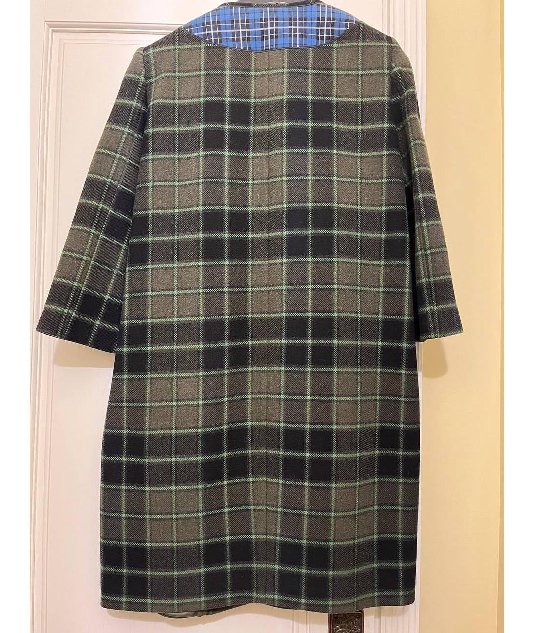 LOVE MOSCHINO Зеленые шерстяное пальто, фото 2