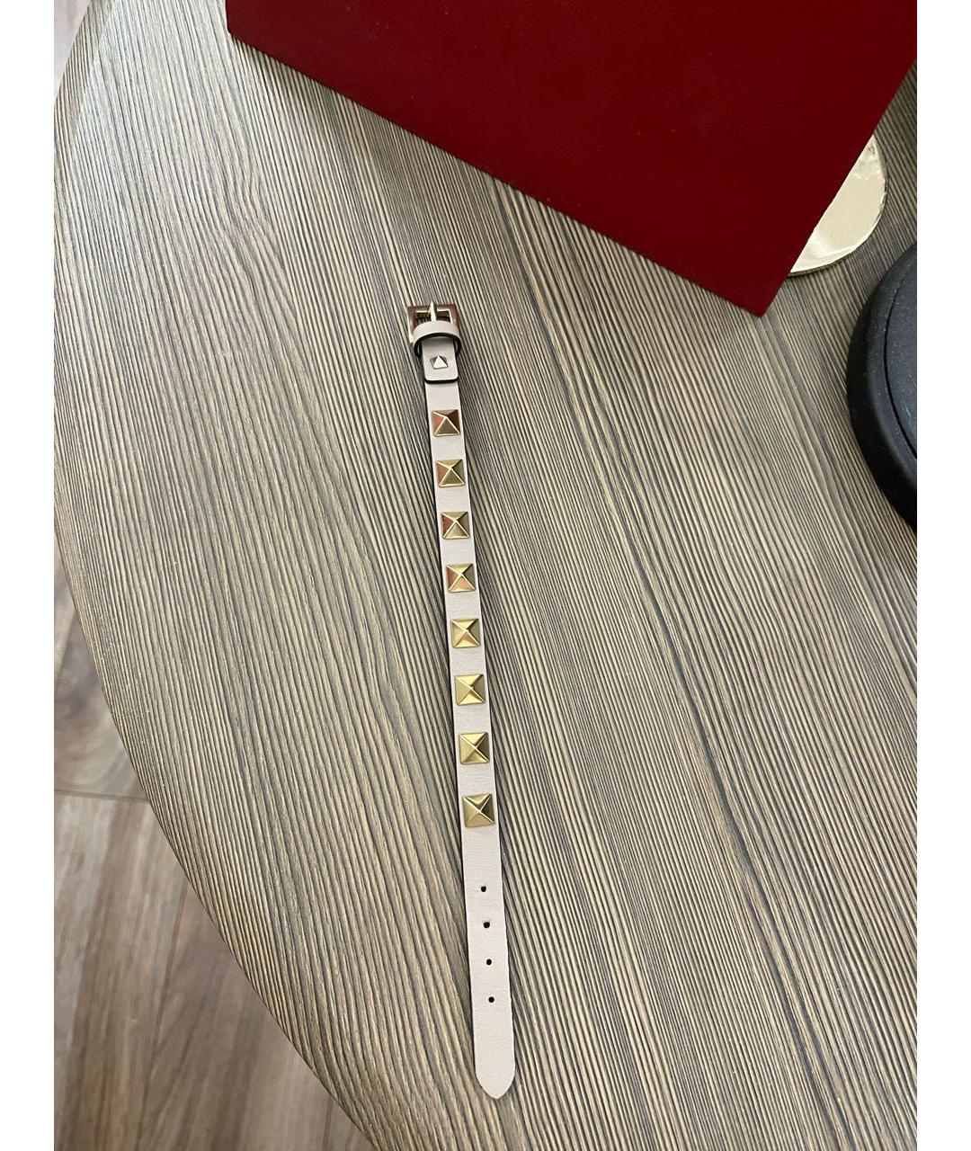 VALENTINO Бежевый кожаный браслет, фото 3