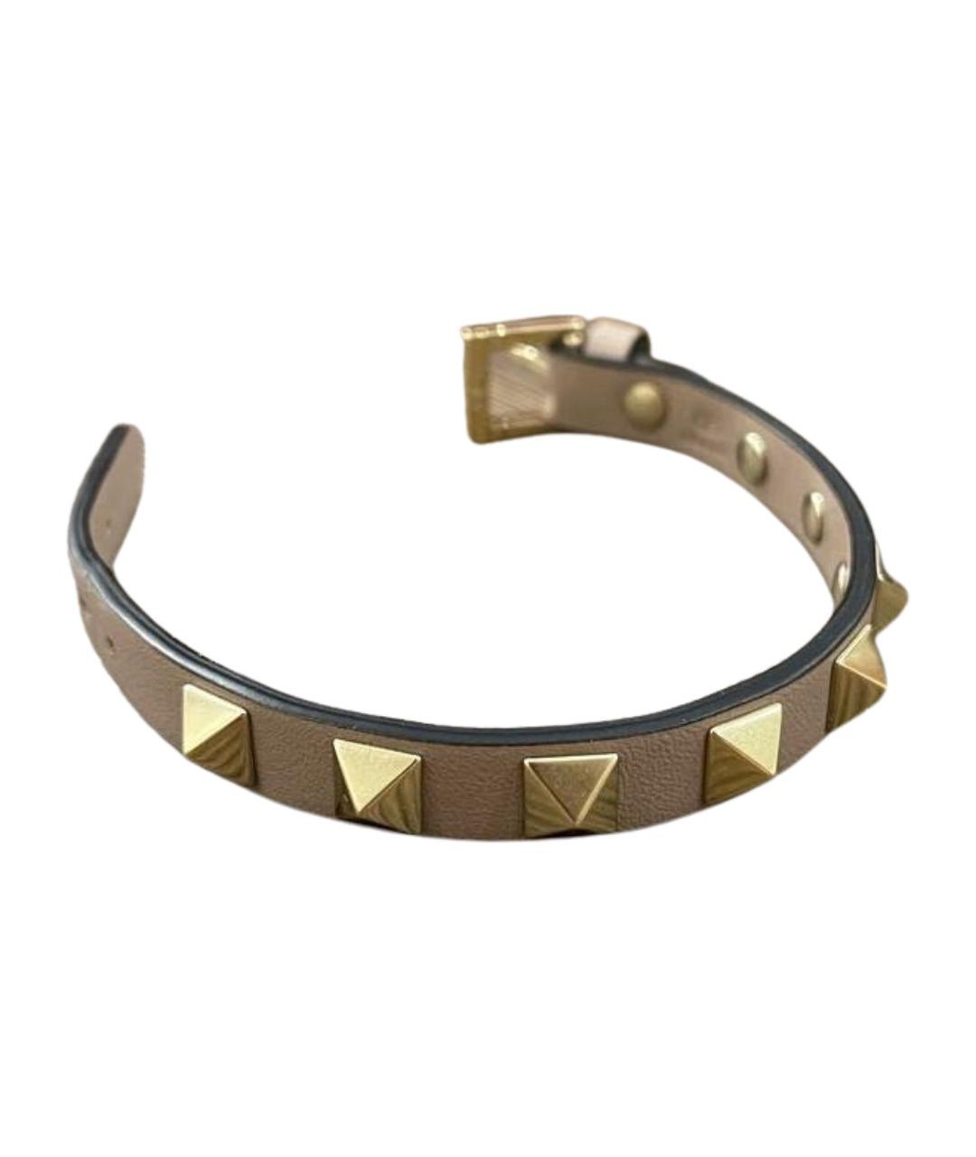 VALENTINO Бежевый кожаный браслет, фото 1