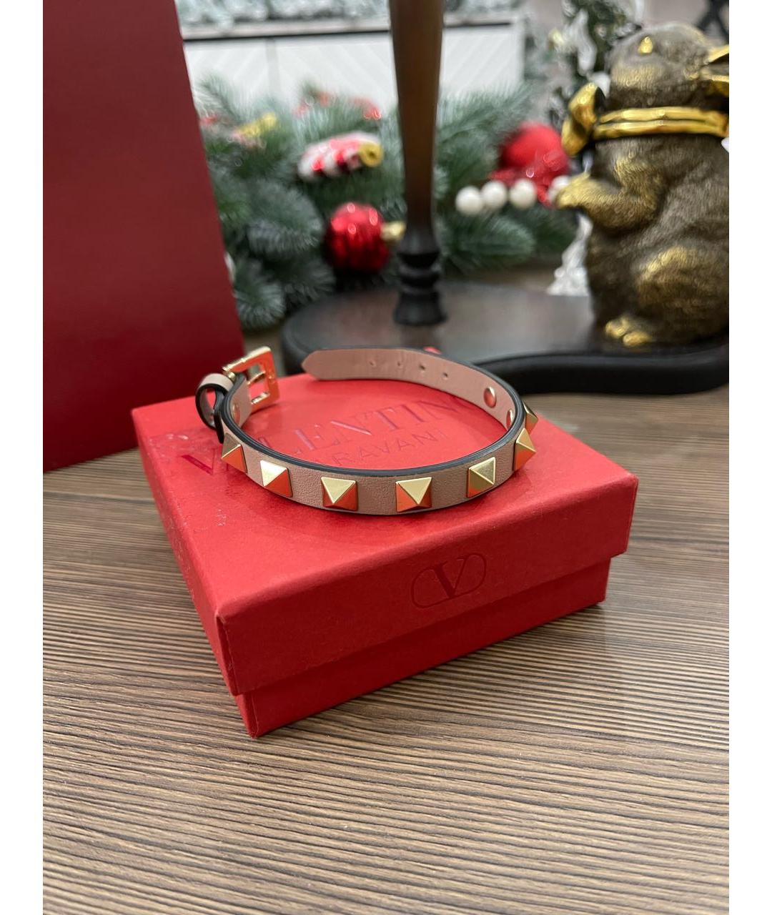 VALENTINO Бежевый кожаный браслет, фото 4