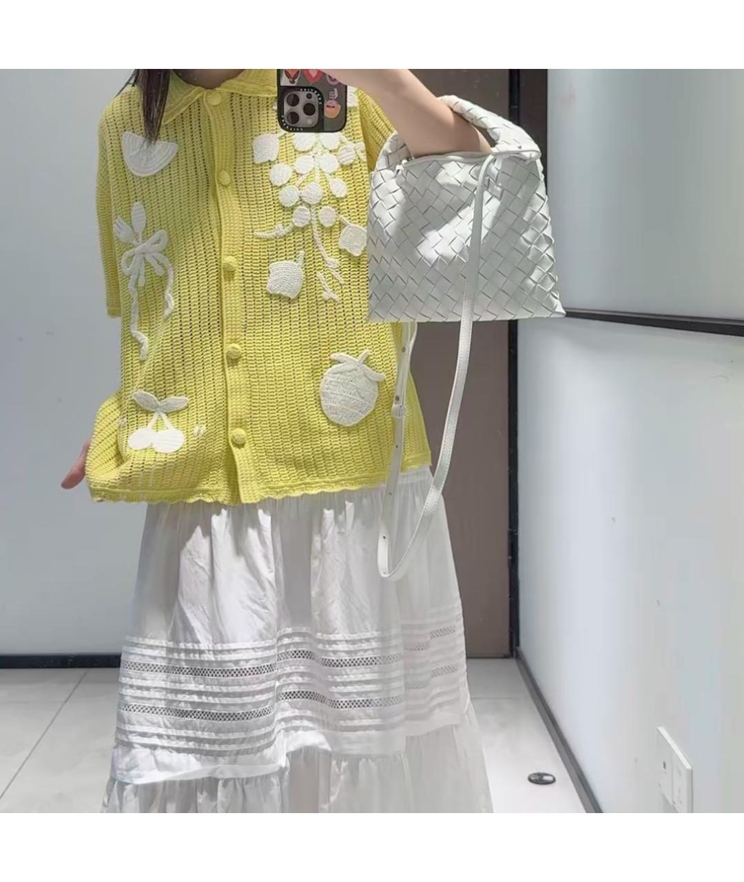 BOTTEGA VENETA Белая кожаная сумка тоут, фото 7