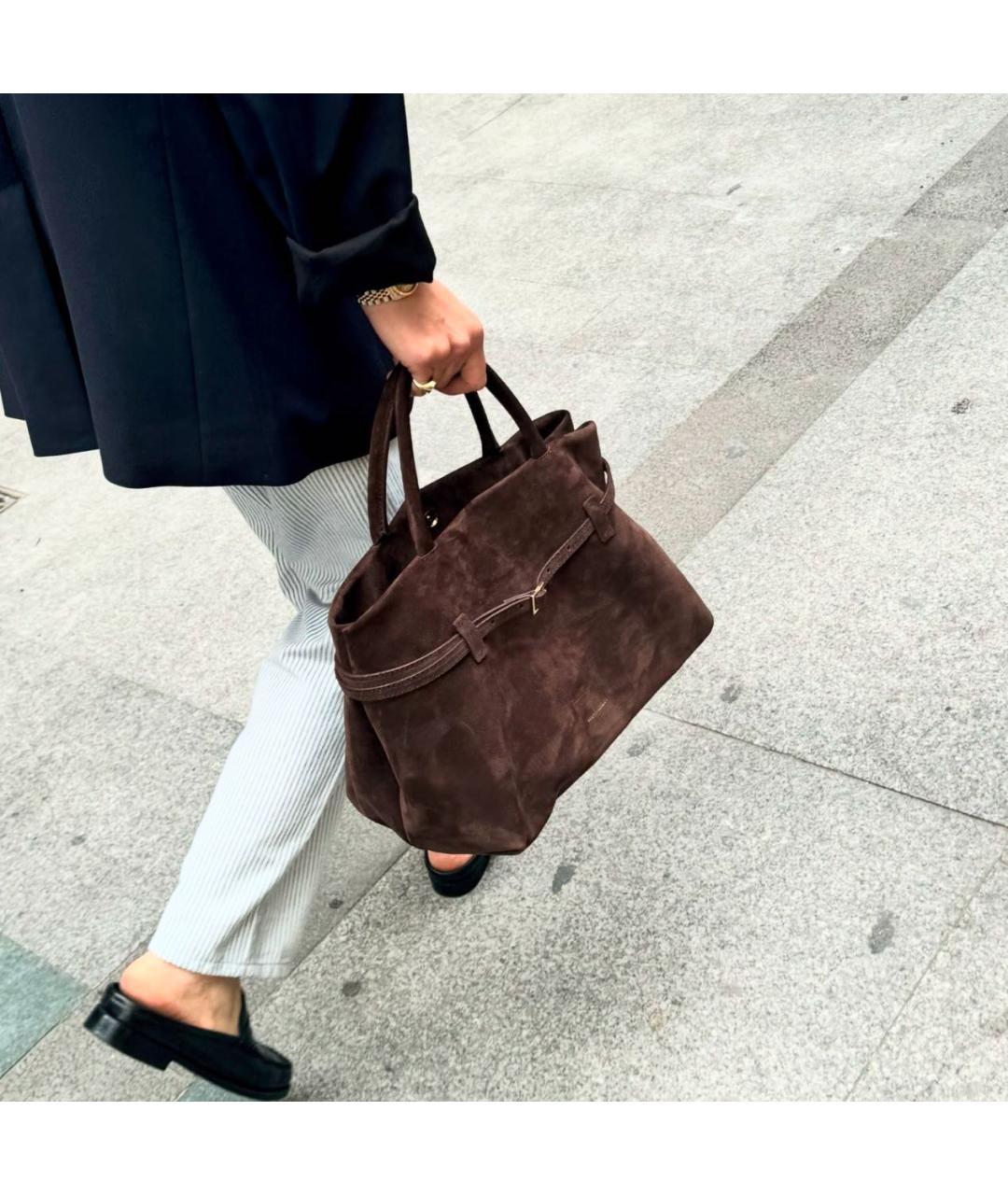 MANU ATELIER Коричневая замшевая сумка тоут, фото 3