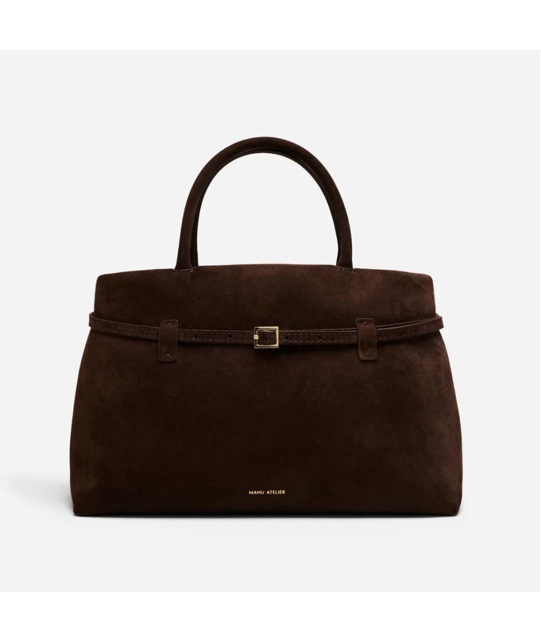 MANU ATELIER Коричневая замшевая сумка тоут, фото 4