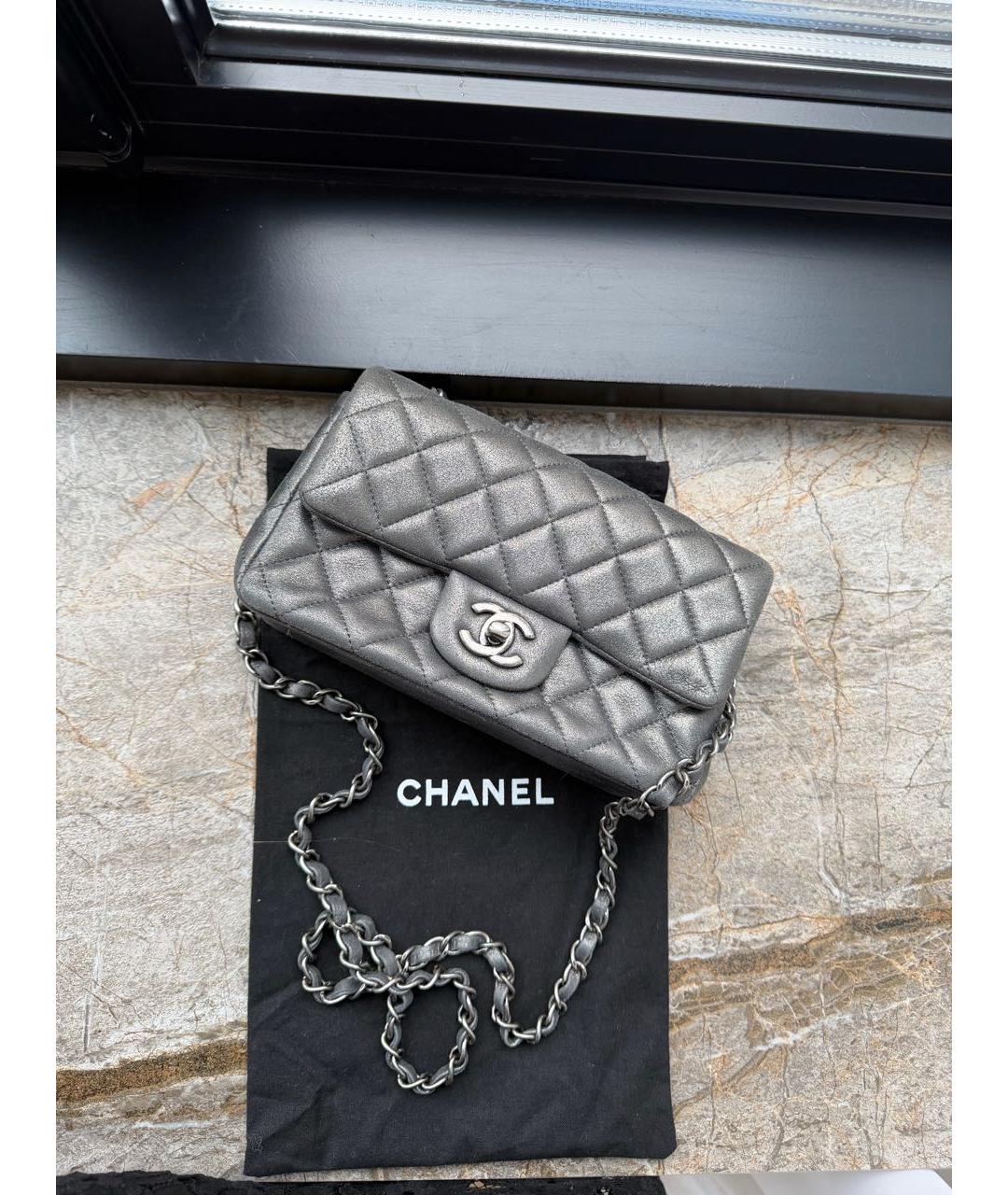 CHANEL Серая кожаная сумка через плечо, фото 2