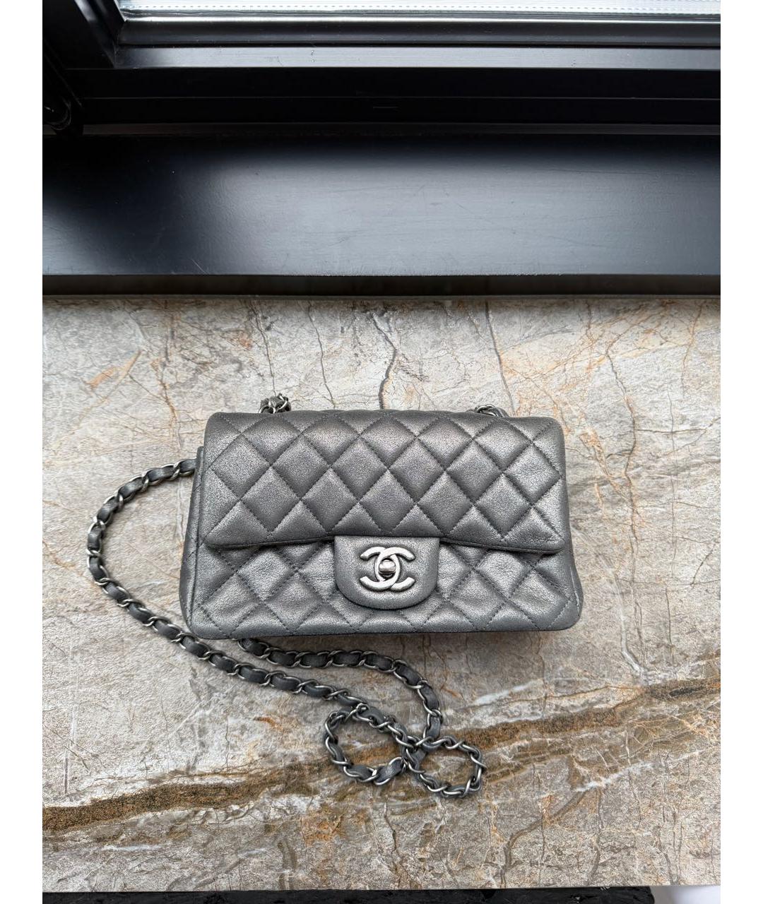 CHANEL Серая кожаная сумка через плечо, фото 8