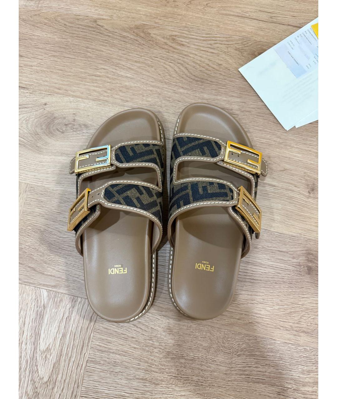 FENDI Коричневые шлепанцы, фото 3