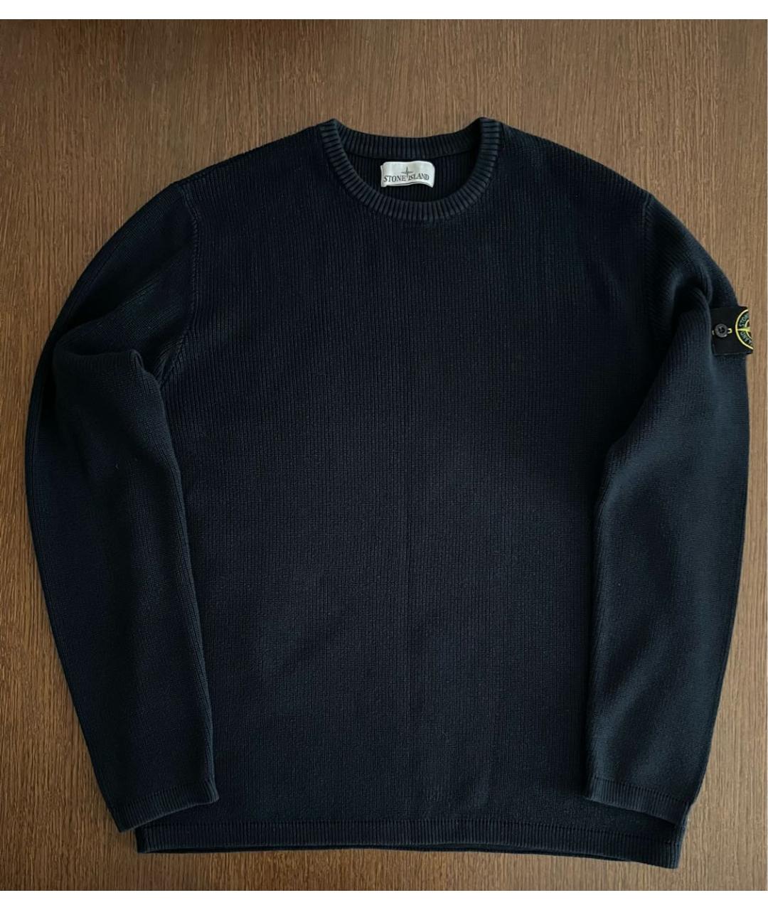 STONE ISLAND Темно-синий хлопковый джемпер / свитер, фото 2