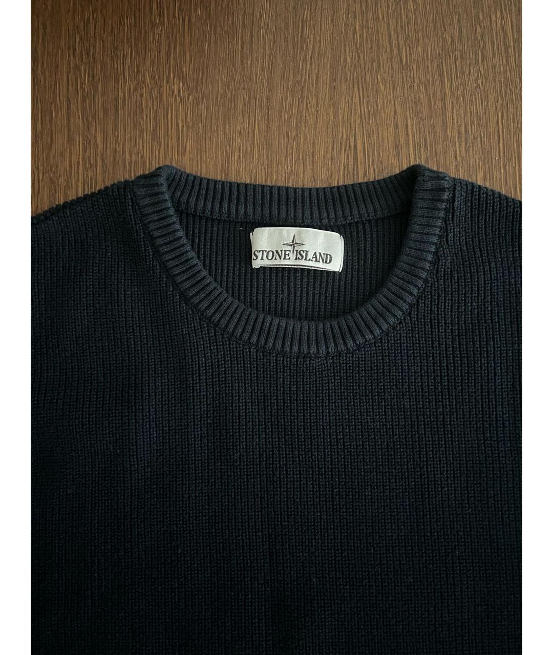 STONE ISLAND Темно-синий хлопковый джемпер / свитер, фото 4