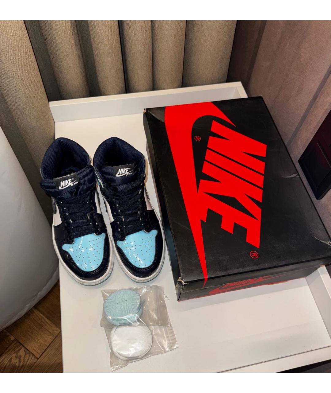 JORDAN Бирюзовые кожаные кроссовки, фото 3