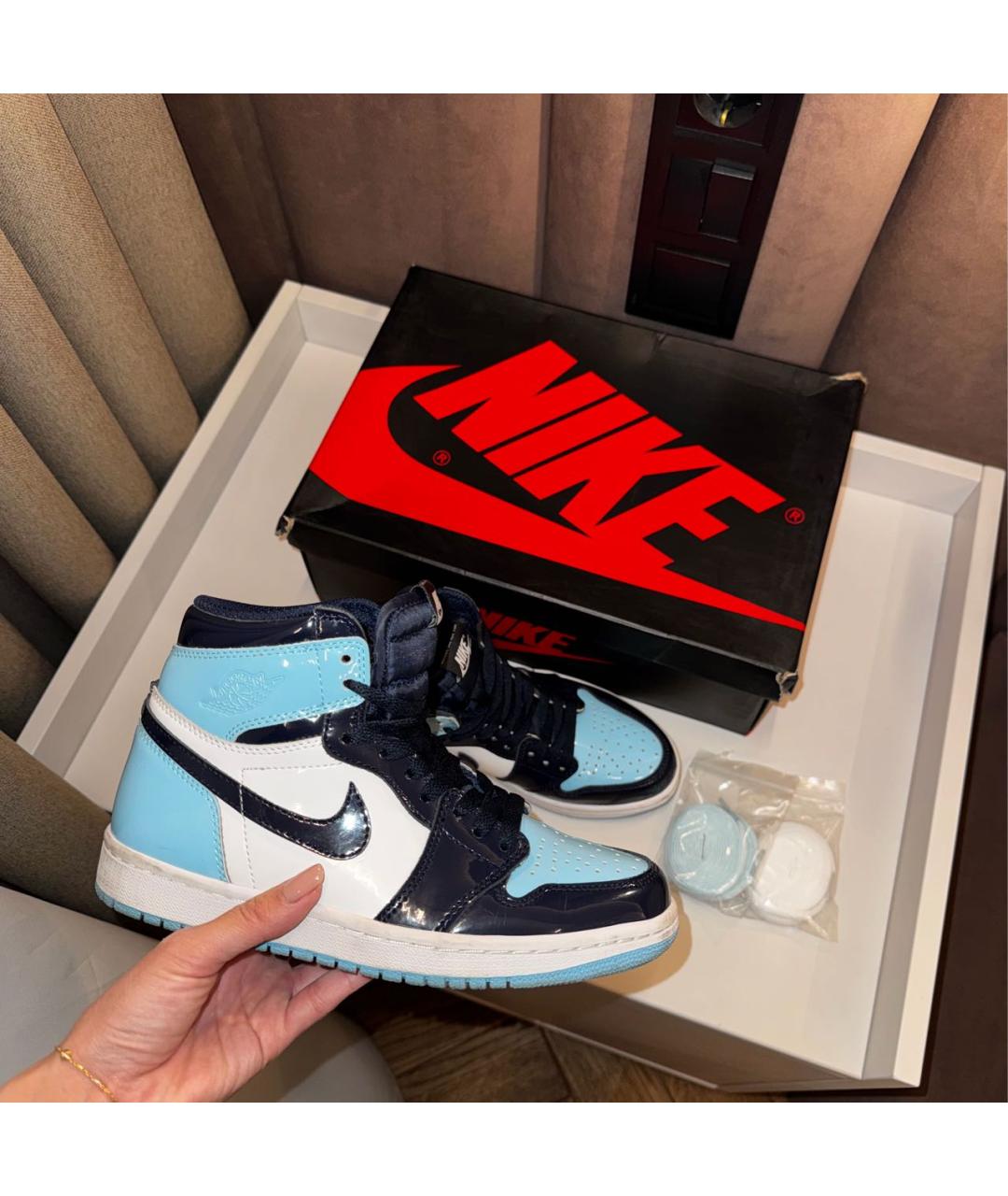 JORDAN Бирюзовые кожаные кроссовки, фото 2