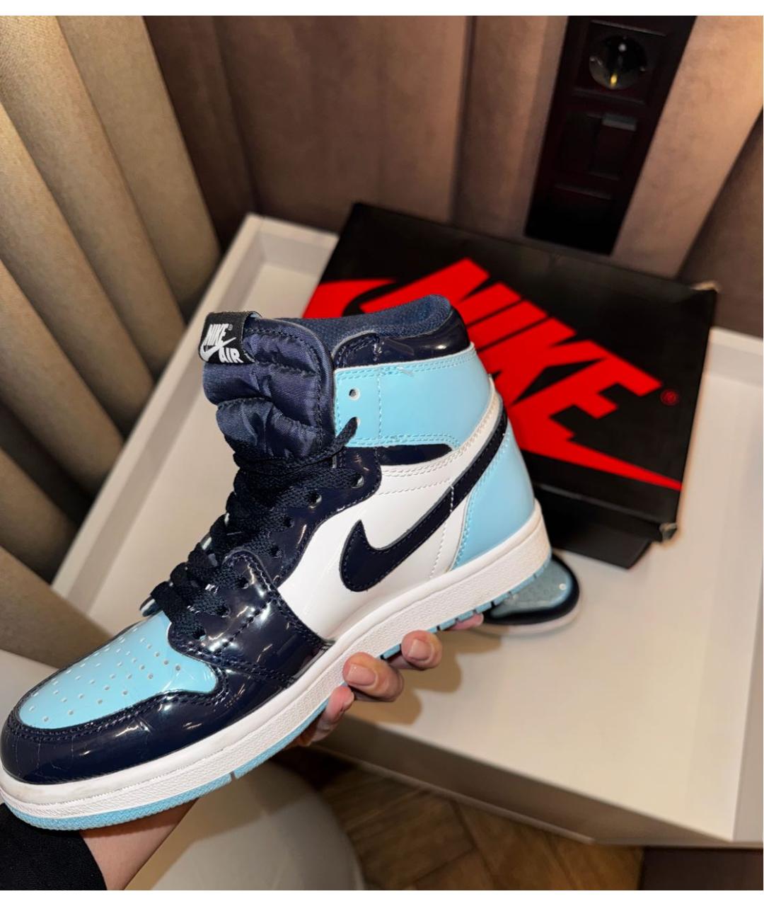 JORDAN Бирюзовые кожаные кроссовки, фото 4