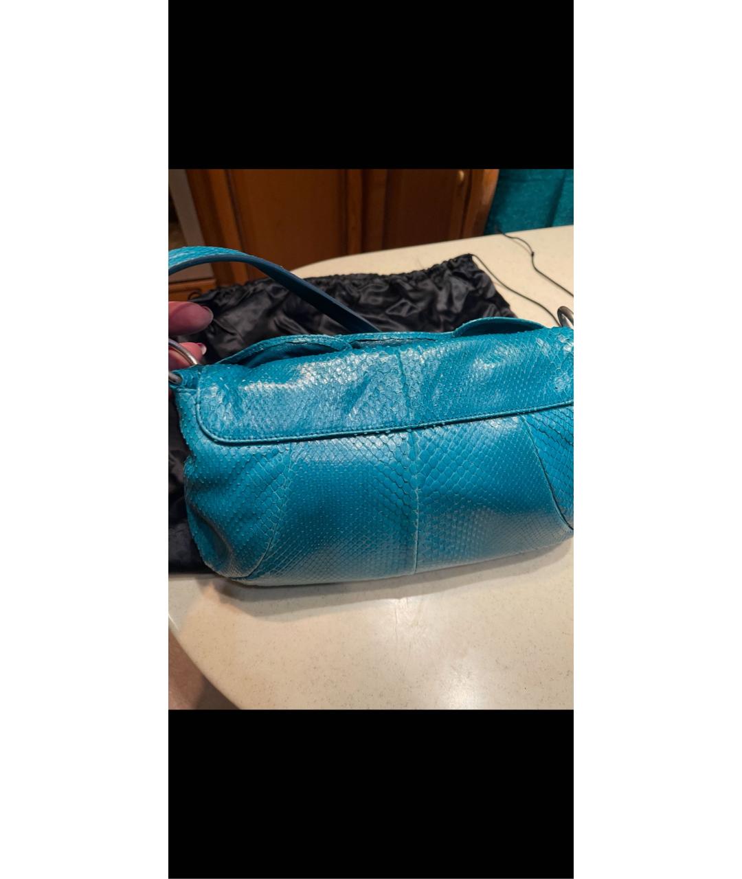SAINT LAURENT Бирюзовая сумка через плечо из экзотической кожи, фото 2