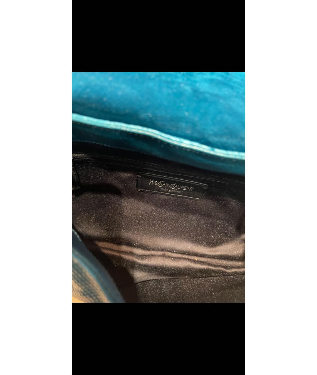 SAINT LAURENT Бирюзовая сумка через плечо из экзотической кожи, фото 3