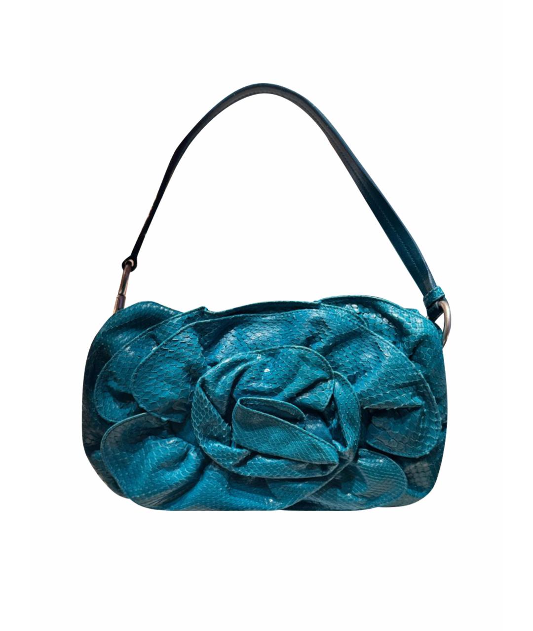 SAINT LAURENT Бирюзовая сумка через плечо из экзотической кожи, фото 1