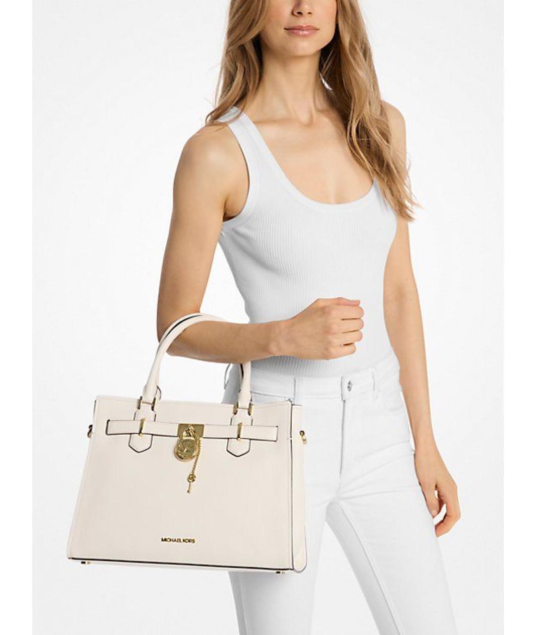 MICHAEL KORS Бежевая кожаная сумка с короткими ручками, фото 3