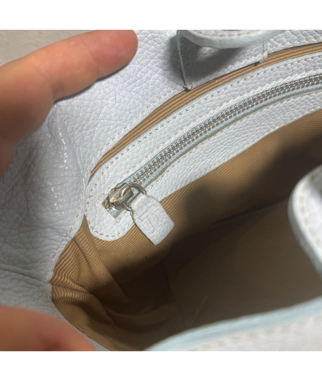 TOD'S Голубая кожаная сумка с короткими ручками, фото 7