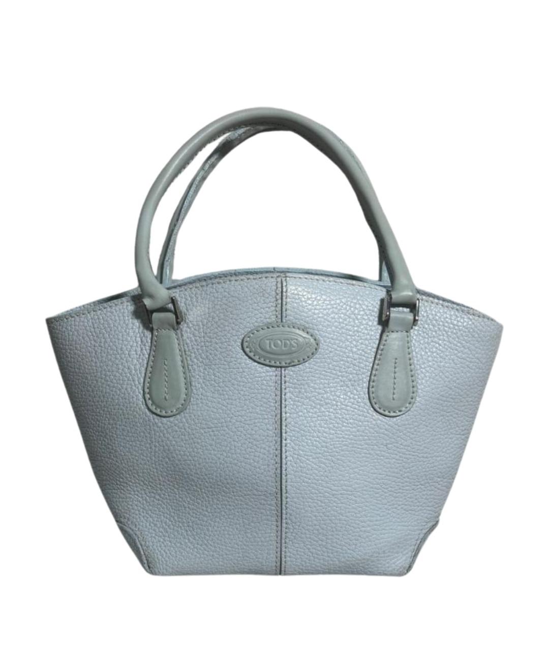 TOD'S Голубая кожаная сумка с короткими ручками, фото 1
