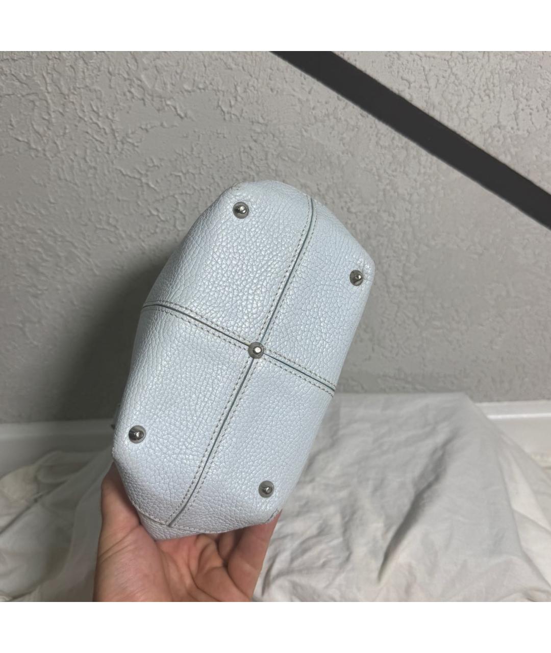 TOD'S Голубая кожаная сумка с короткими ручками, фото 5