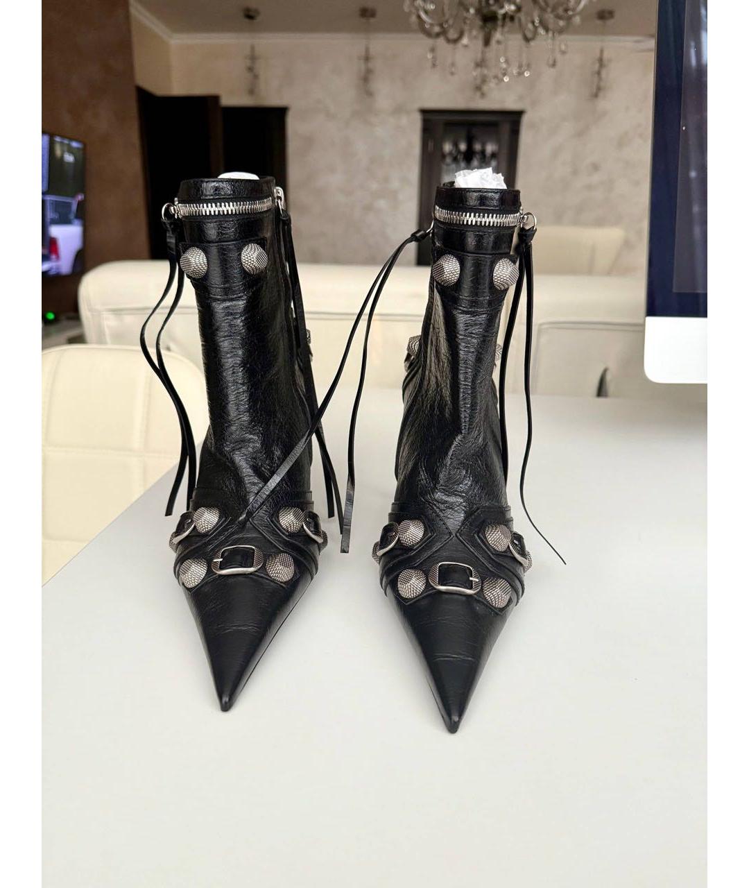 BALENCIAGA Черные кожаные ботильоны, фото 2