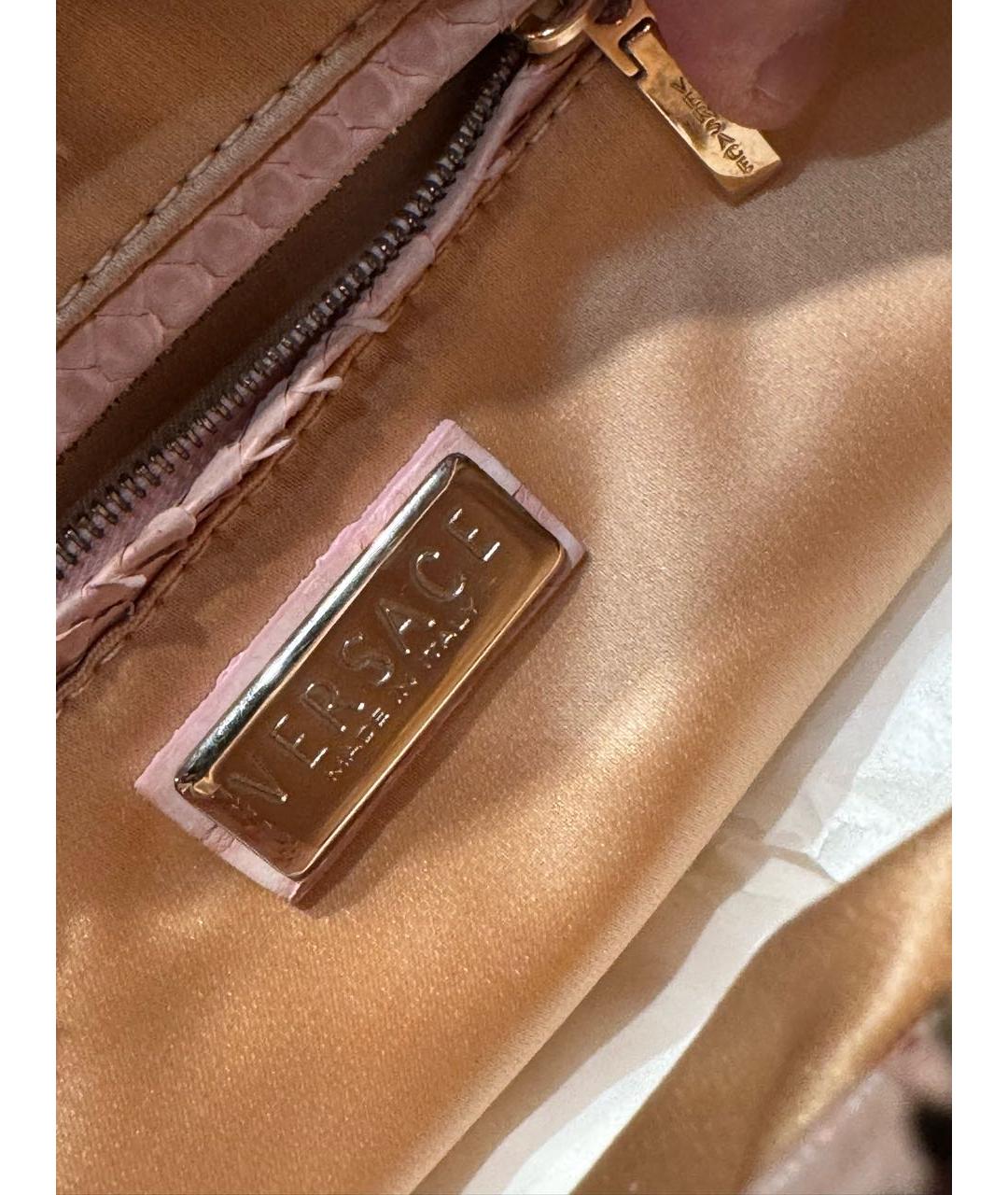 VERSACE Коралловая кожаная сумка с короткими ручками, фото 4