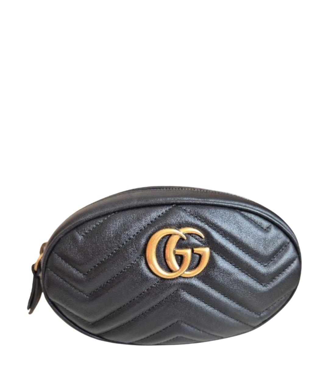 GUCCI Черная кожаная поясная сумка, фото 1