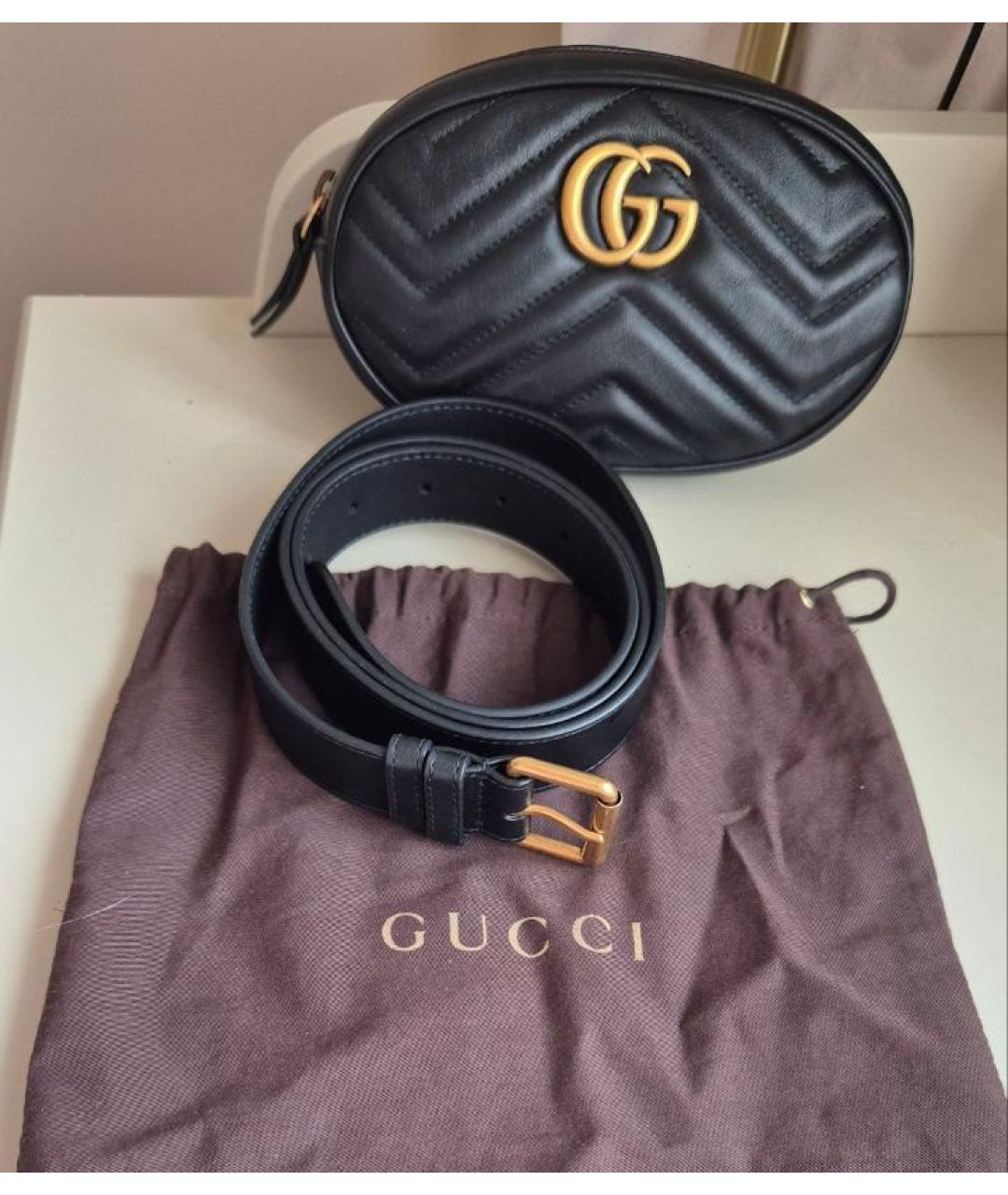 GUCCI Черная кожаная поясная сумка, фото 8