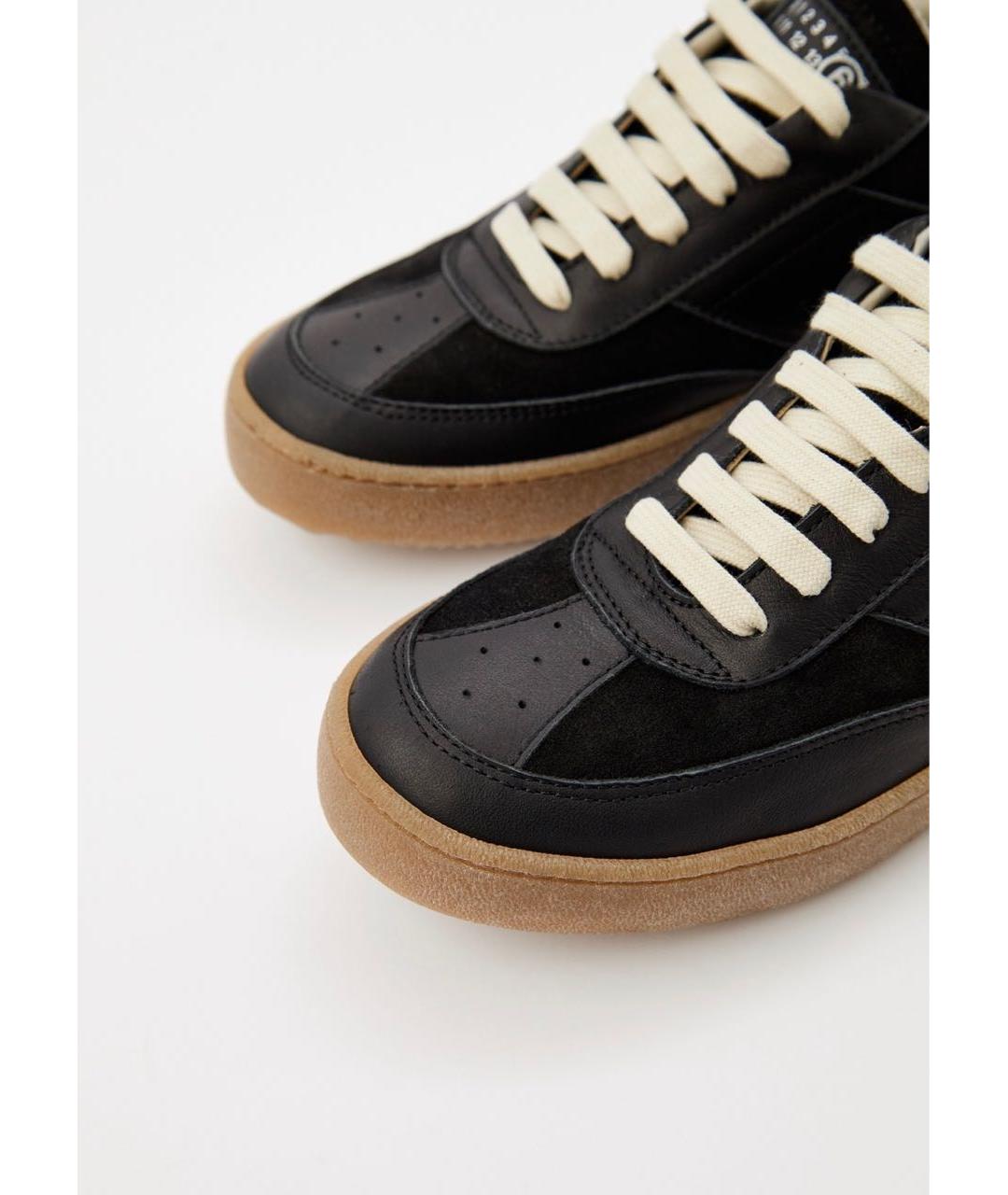 MAISON MARGIELA Черные кожаные кроссовки, фото 3