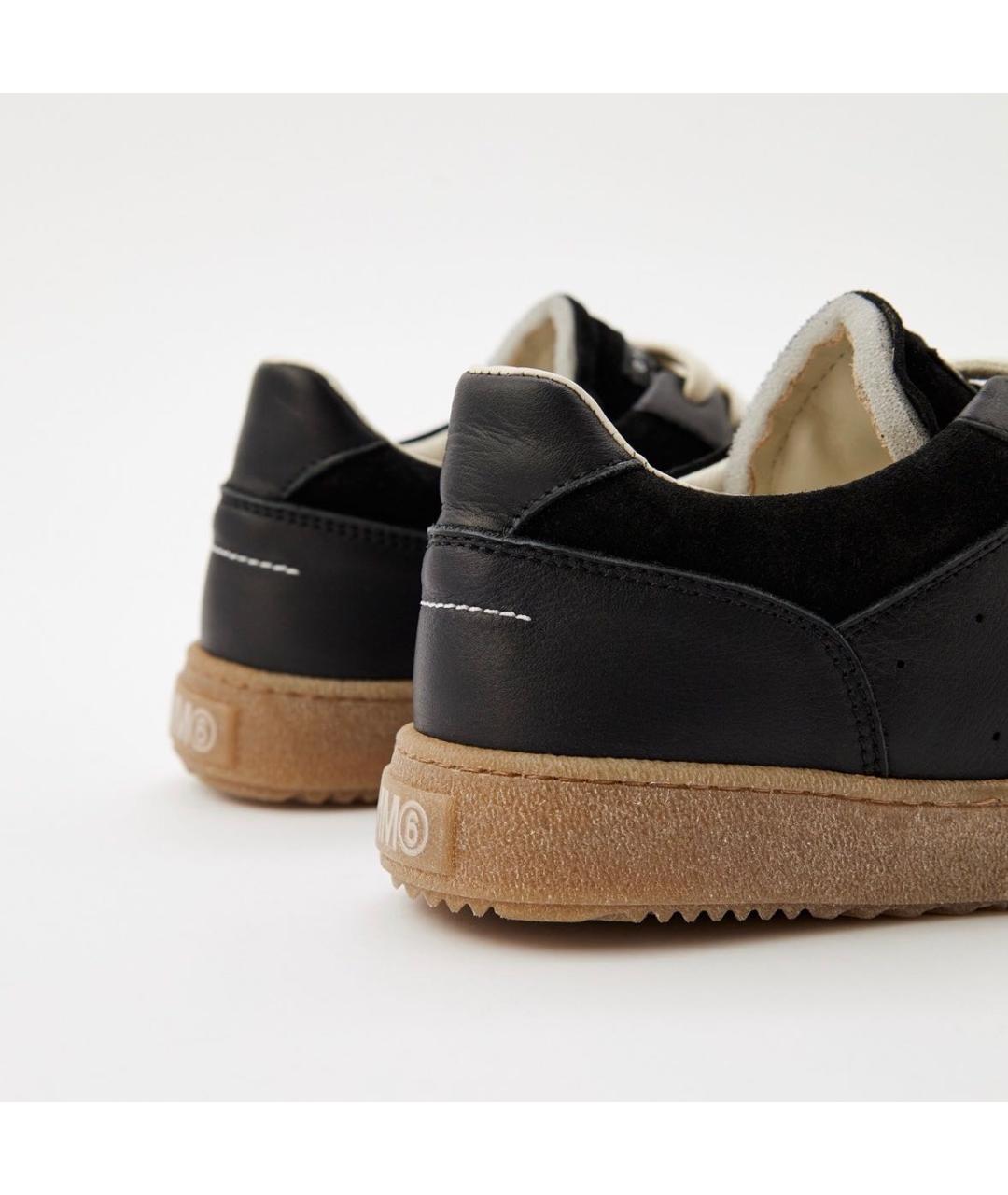 MAISON MARGIELA Черные кожаные кроссовки, фото 4