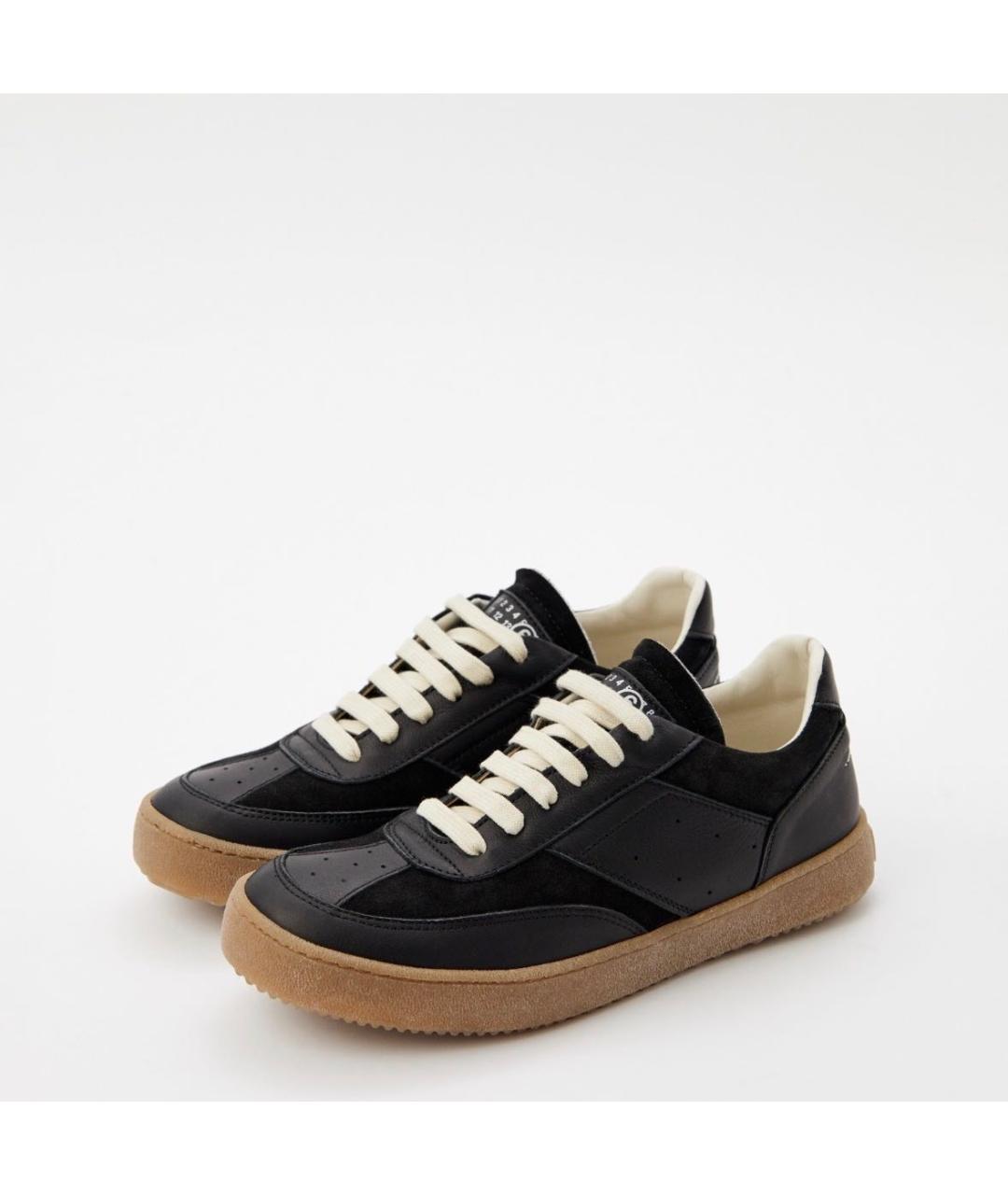 MAISON MARGIELA Черные кожаные кроссовки, фото 2