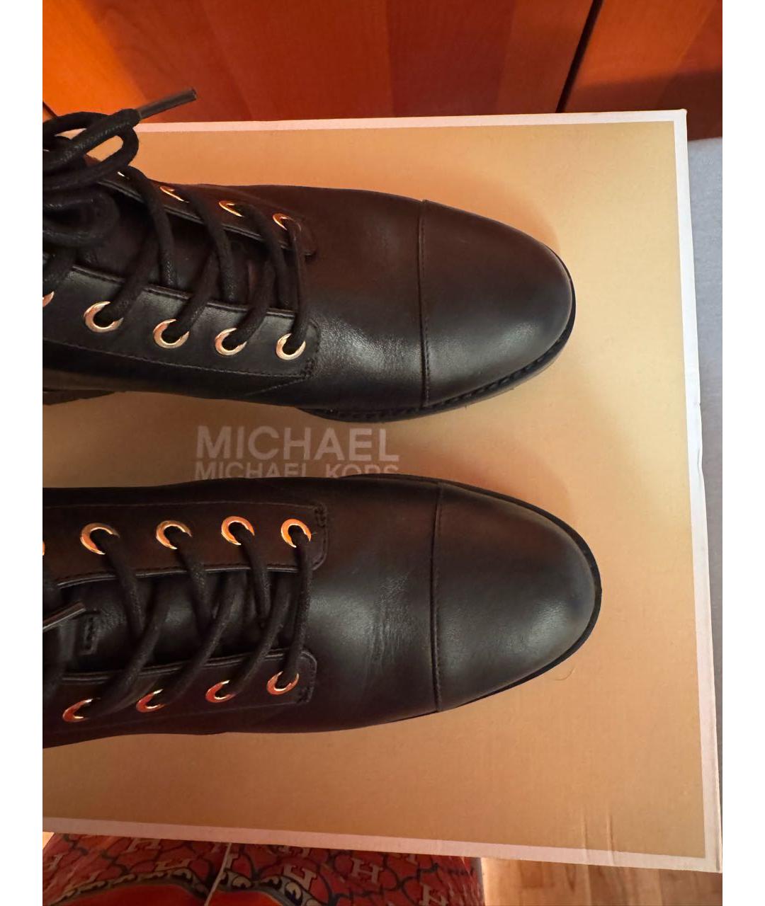 MICHAEL KORS Черные кожаные сапоги, фото 3