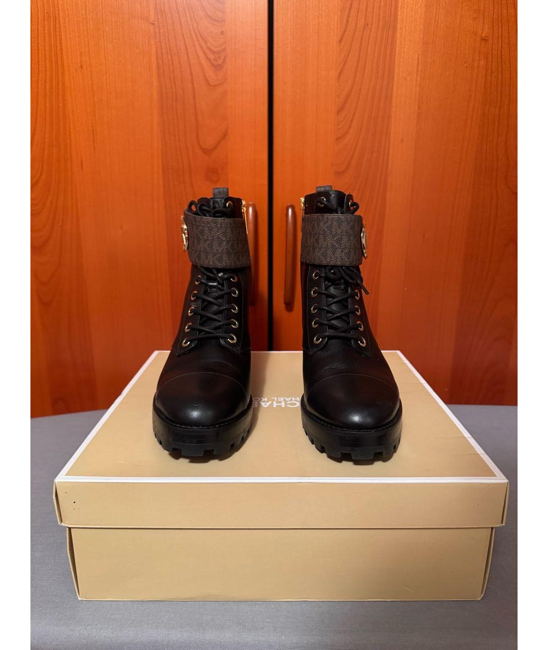 MICHAEL KORS Черные кожаные сапоги, фото 2