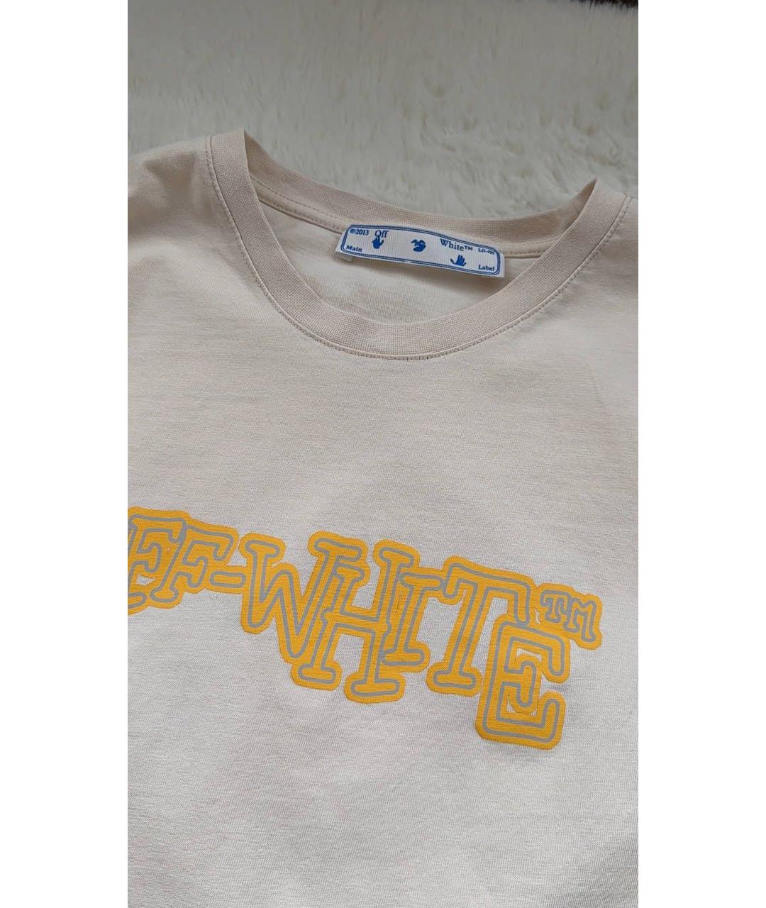 OFF-WHITE Бежевая хлопковая футболка, фото 2