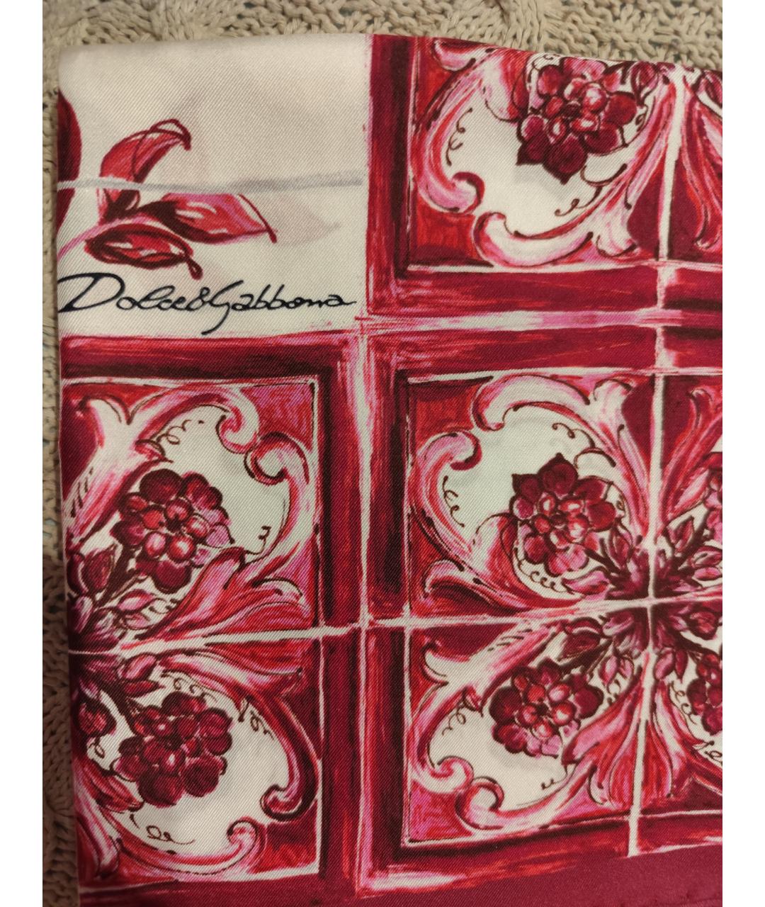 DOLCE&GABBANA Красный шелковый шарф, фото 2