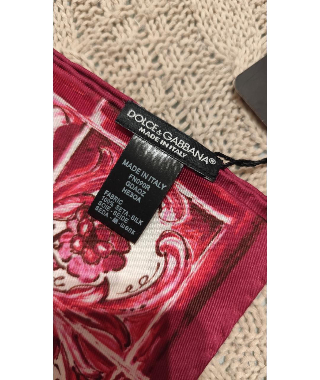 DOLCE&GABBANA Красный шелковый шарф, фото 7